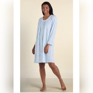 Miss Elaine XL Nightgown White W/Pink Blue Floral Print 1489-AE
